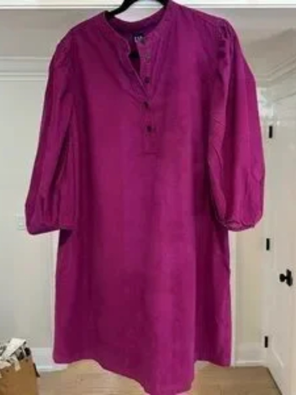 GAP Magenta Puff Sleeve Pinwale Corduroy Mini Shift Dress - Size XL Tall - Picture 7 of 15